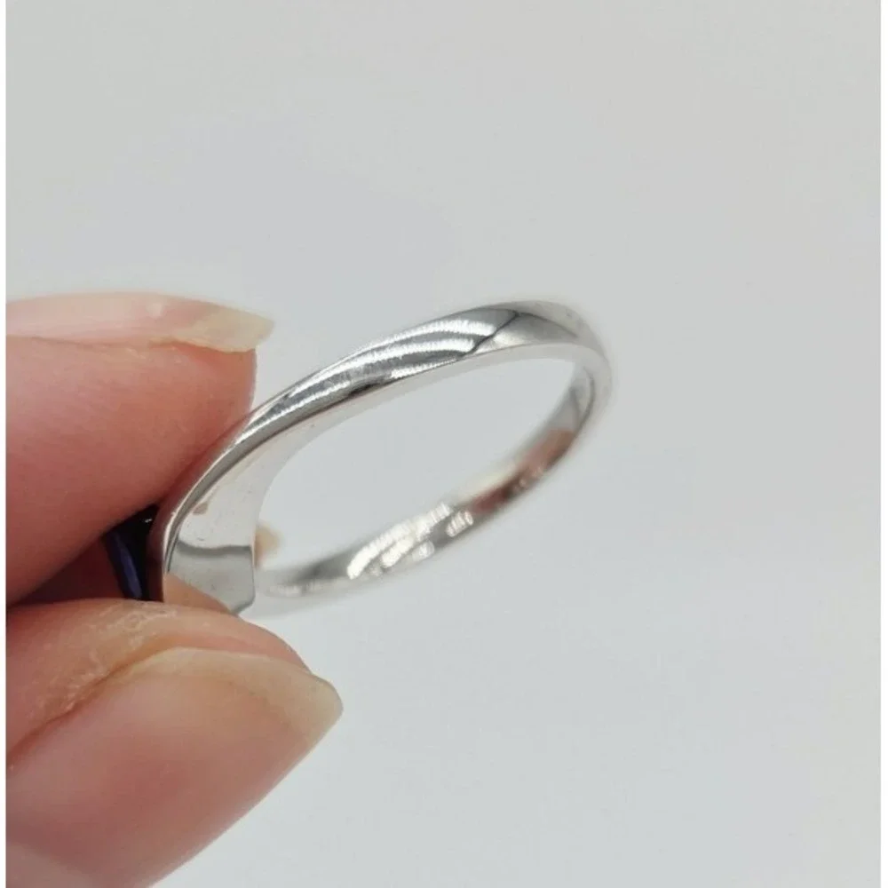 Solitaire 6 MM Princes Cut Size 7 Blue Sapphire 925 Sterling Silver Promise Ring